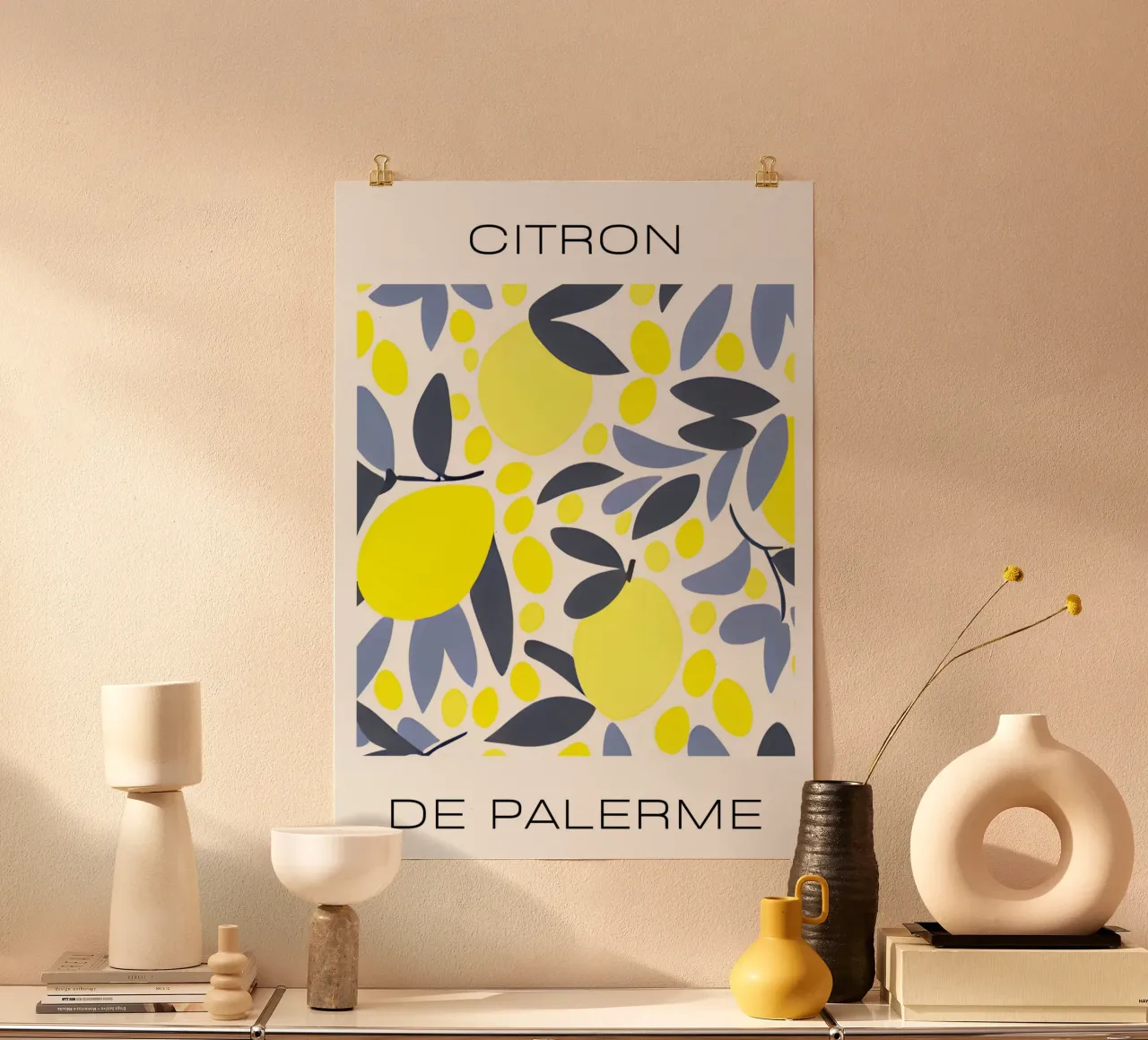 Citron de Palerme poster avec cadre en aluminium de Idées & Création