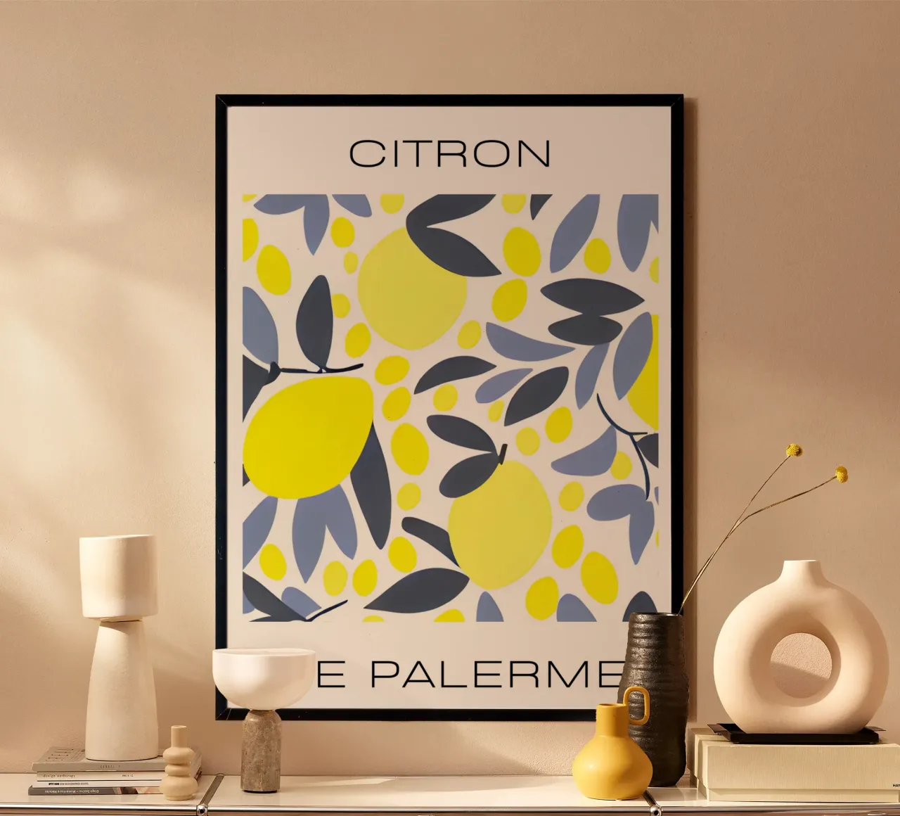 Citron de Palerme poster avec cadre en aluminium de Idées & Création