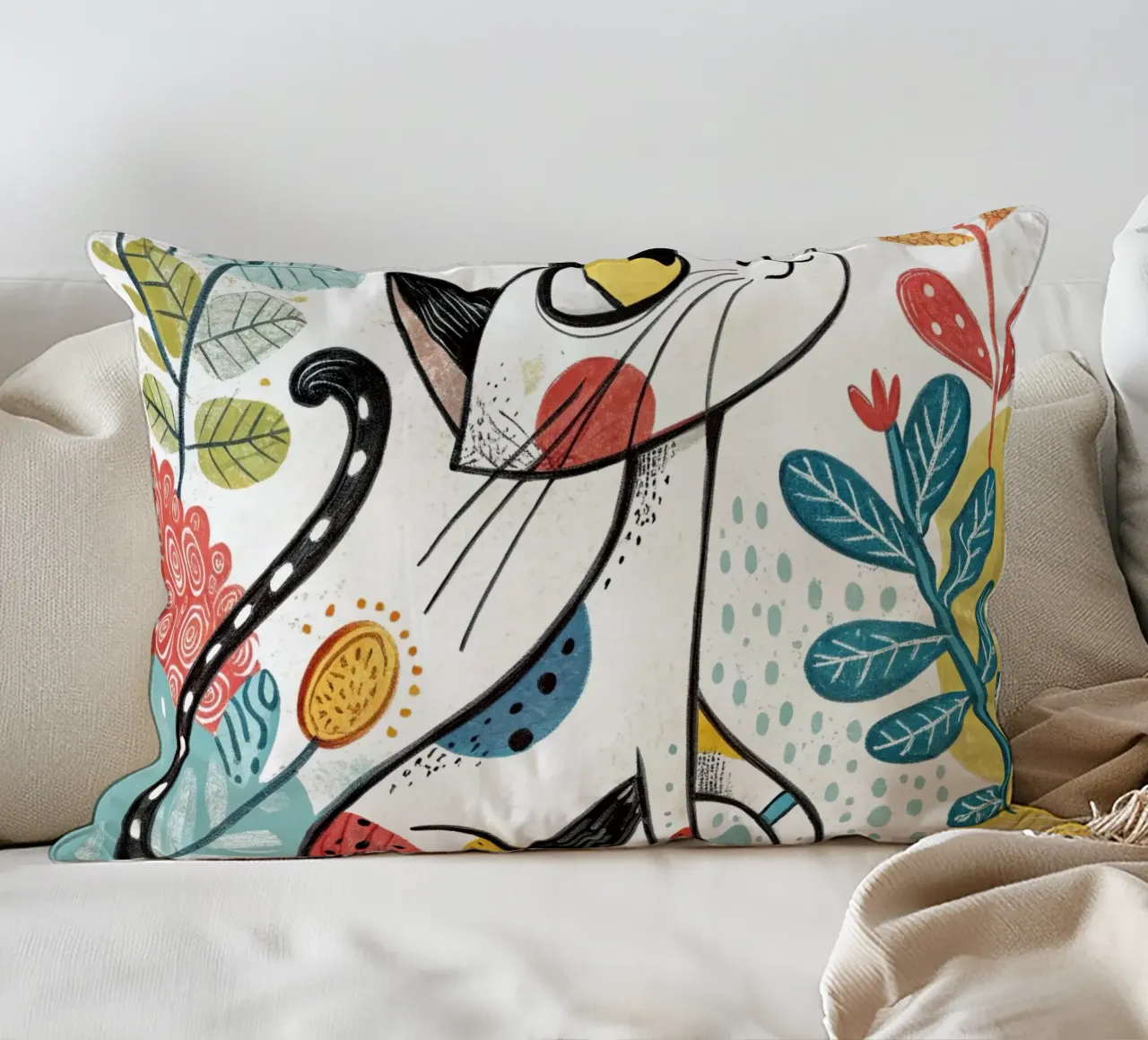 Gatto con fiori cuscino da logic