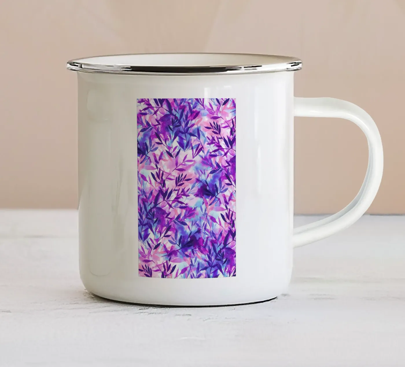 Changes Purple enamel mug by Jacqueline Maldonado