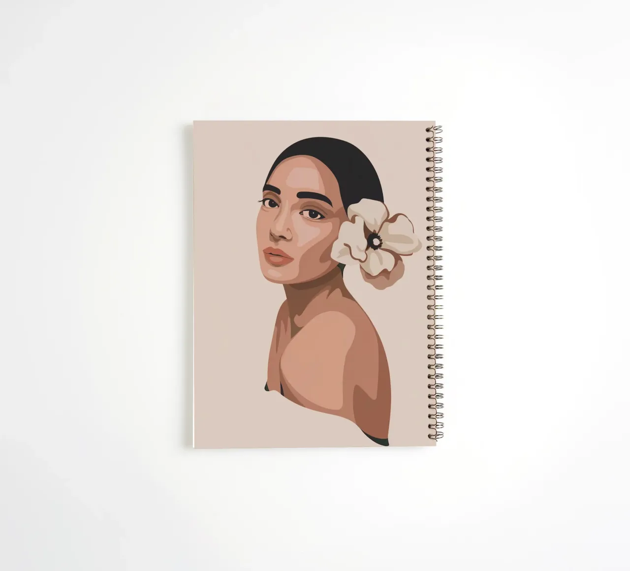 Portrait Of A Woman With A Flower spiral notebook by logic