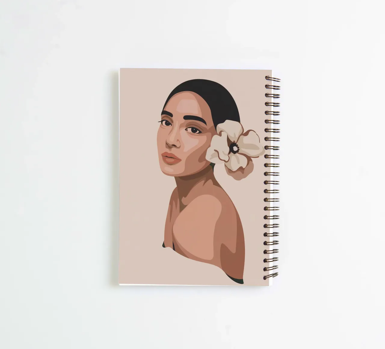 Portrait Of A Woman With A Flower spiral notebook by logic