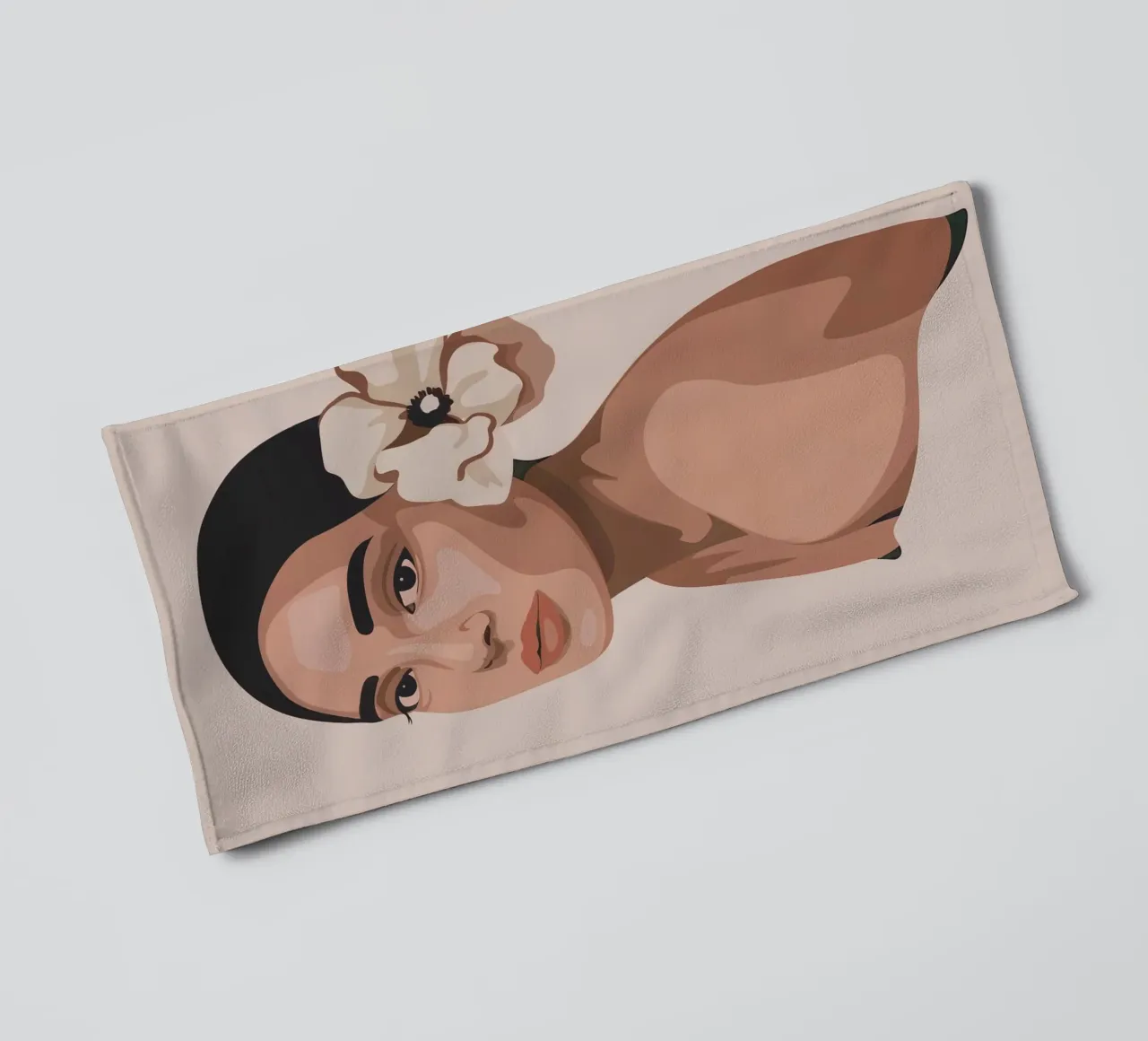 Portrait d'une femme avec une fleur serviette de bain de logic