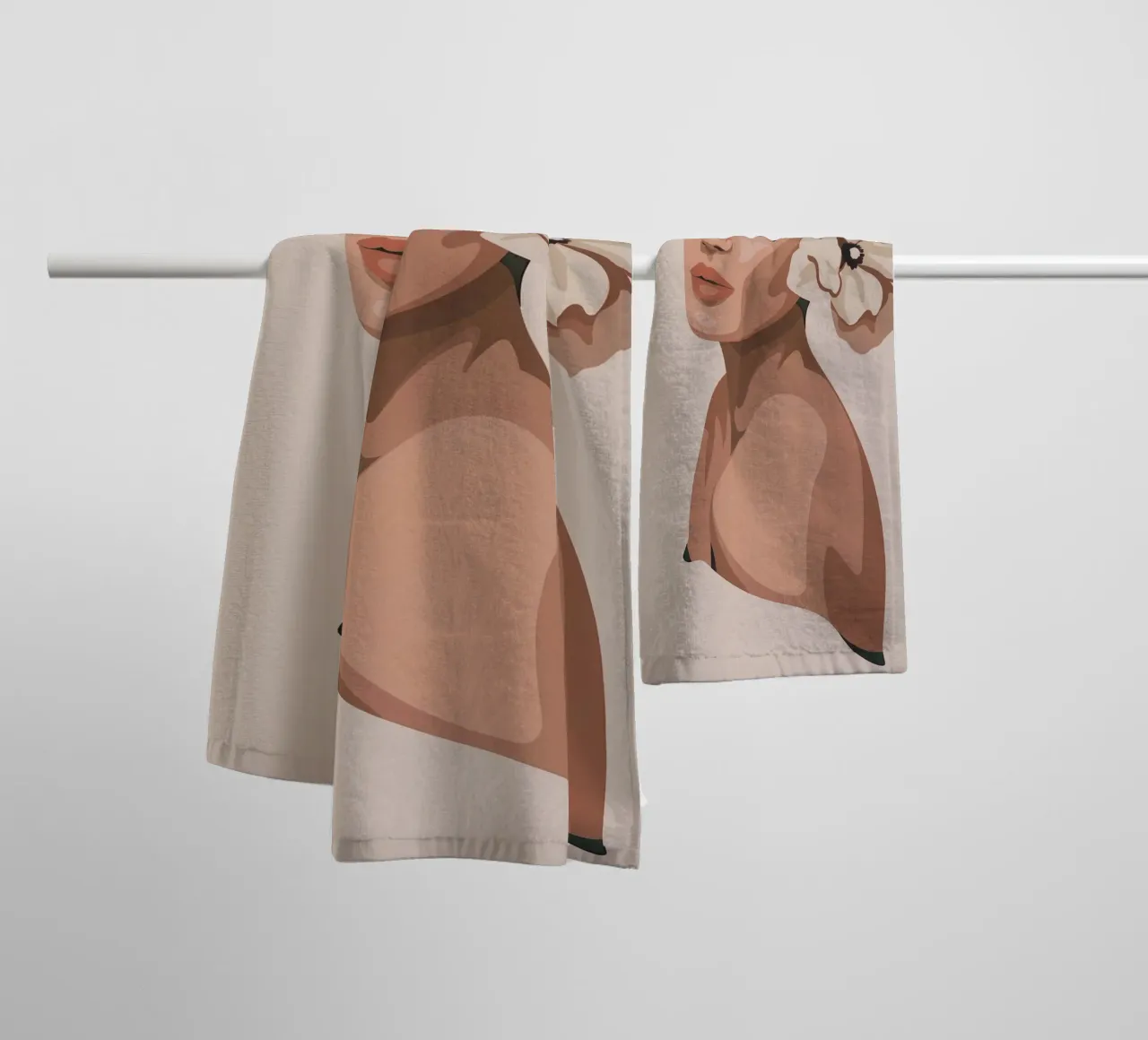 Portrait d'une femme avec une fleur serviette de bain de logic
