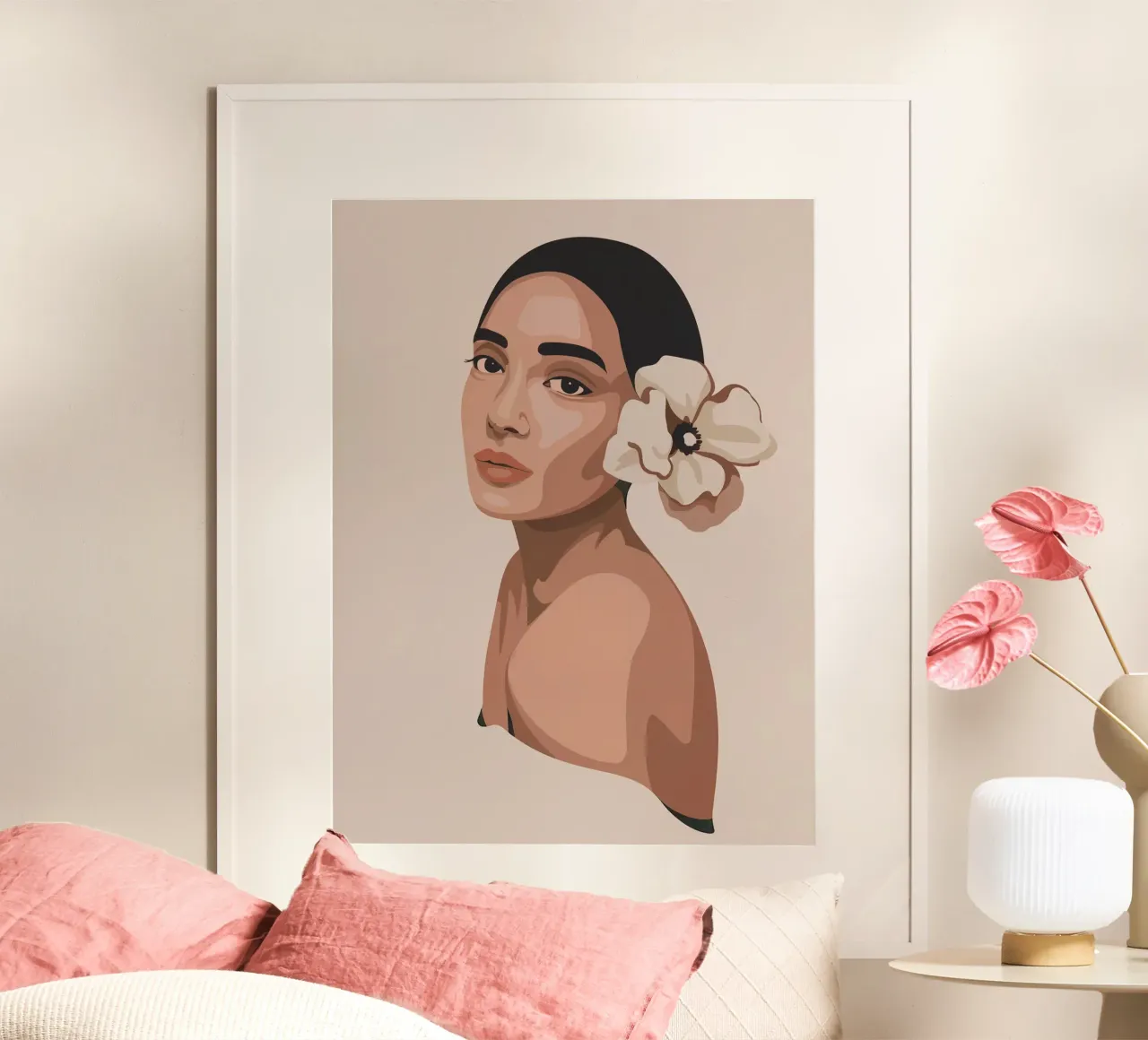 Portrait d'une femme avec une fleur poster de logic