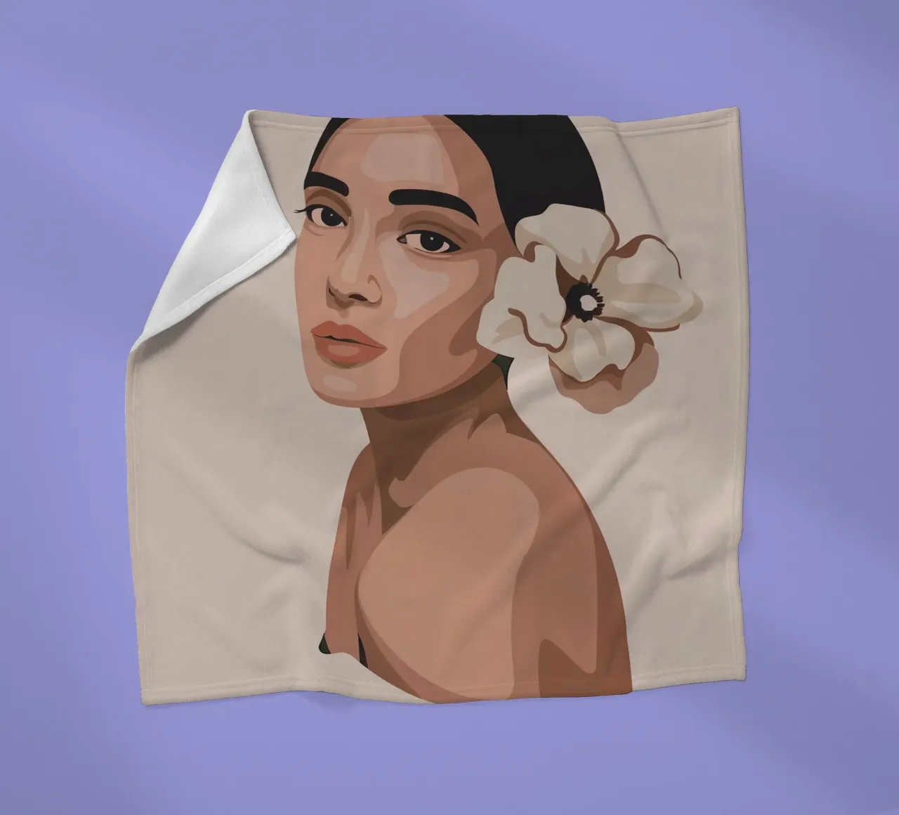 Portrait Of A Woman With A Flower fleece blanket by logic