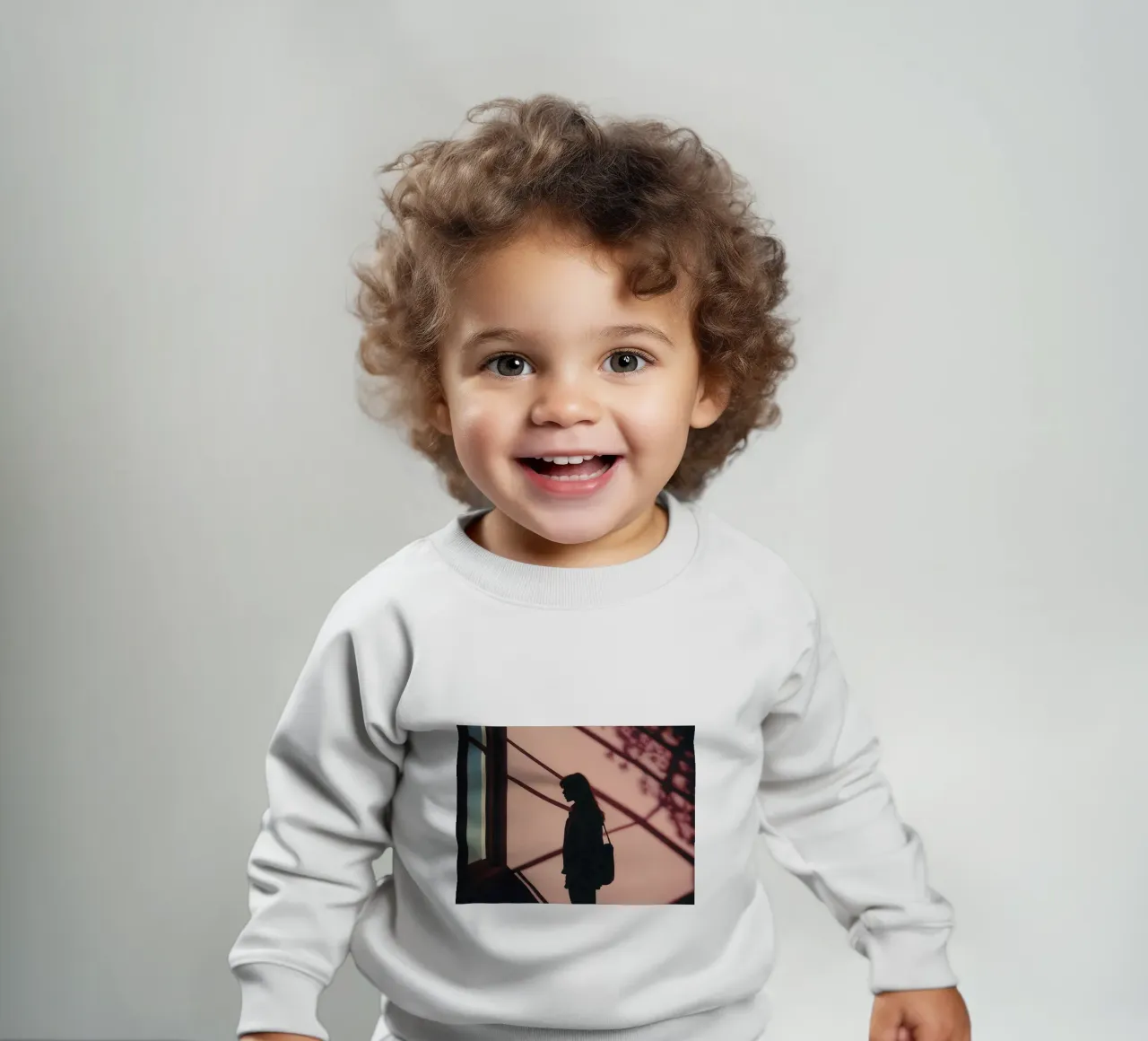 sagoma di una ragazza in piedi all'interno di un edificio felpa neonato da serinae