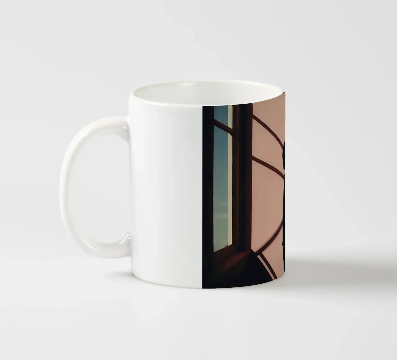 silhouette d'une jeune fille debout à l'intérieur d'un bâtiment mug en céramique de serinae