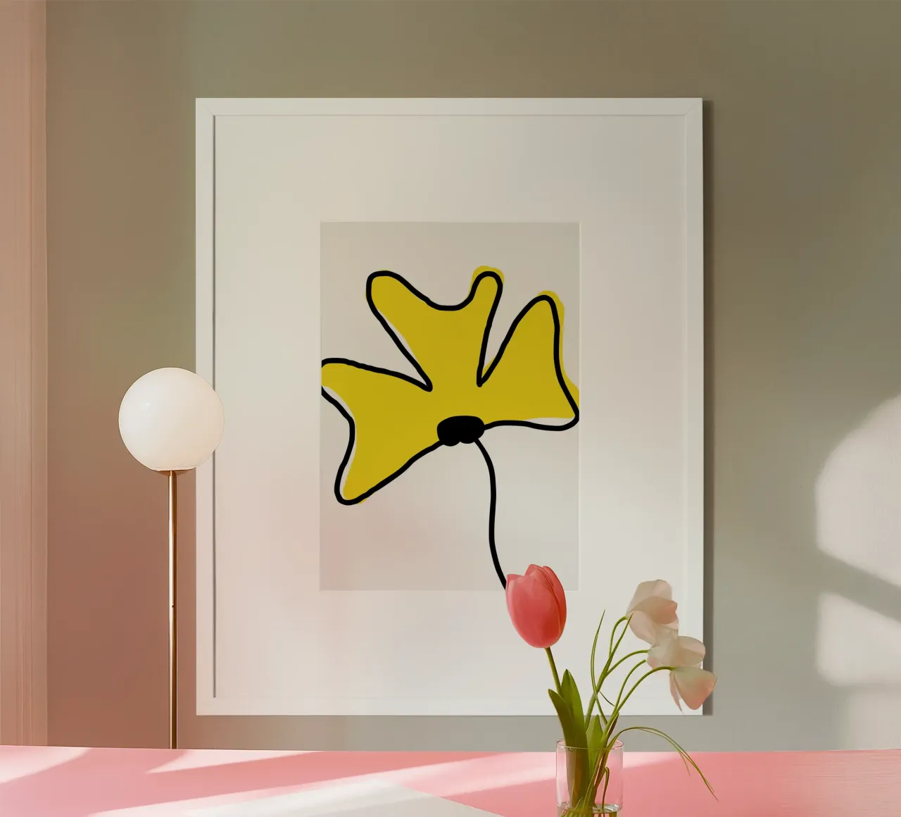 Fleur jaune poster avec cadre en aluminium de Idées & Création