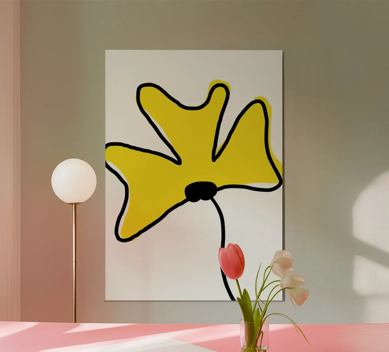 Fleur jaune poster avec cadre en aluminium de Idées & Création