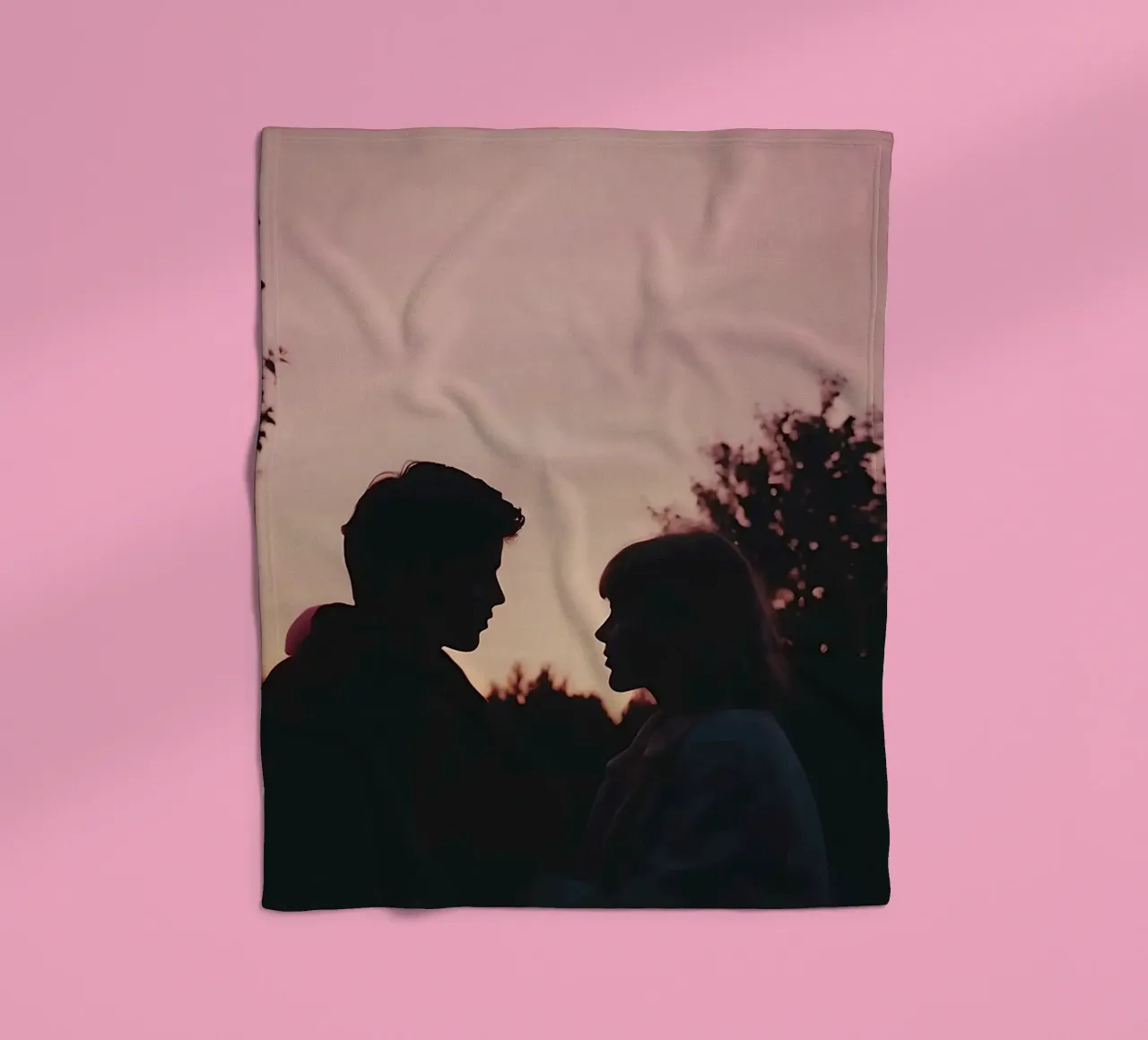 silhouette of a couple looking at each other fleece blanket by serinae