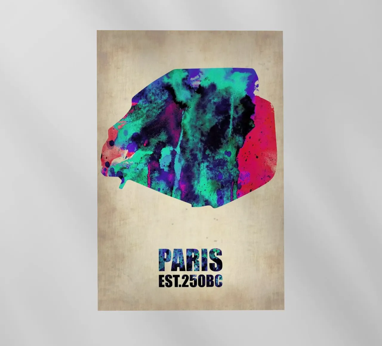 Paris Watercolor Map pellicola backlit da Naxart