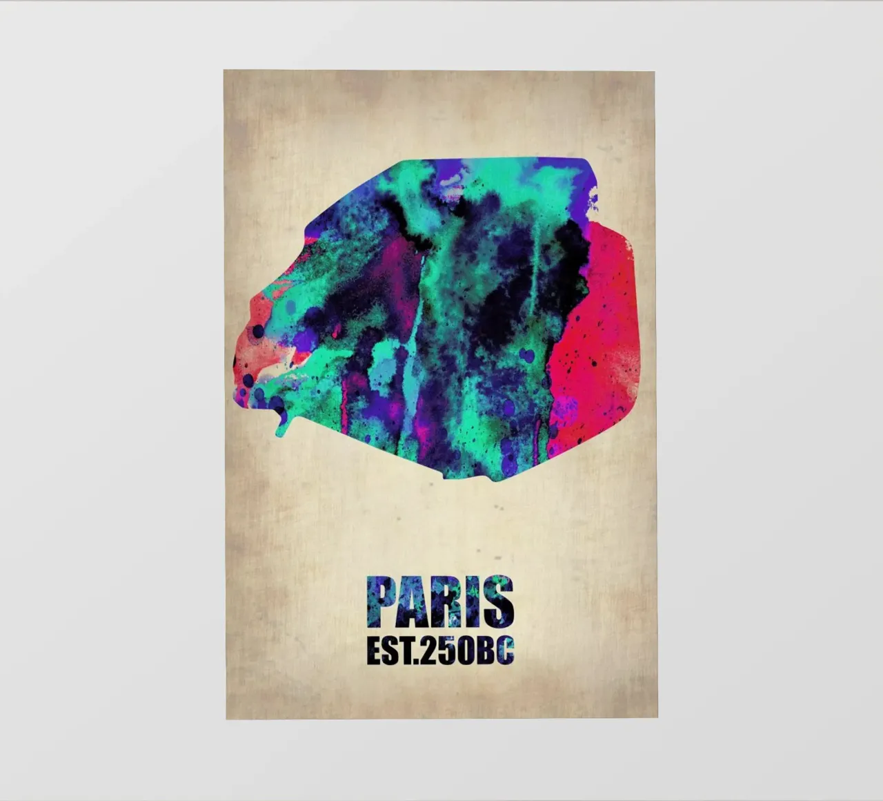 Paris Watercolor Map pellicola backlit da Naxart
