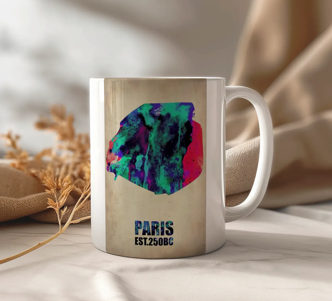 Paris Watercolor Map tazza in ceramica da Naxart