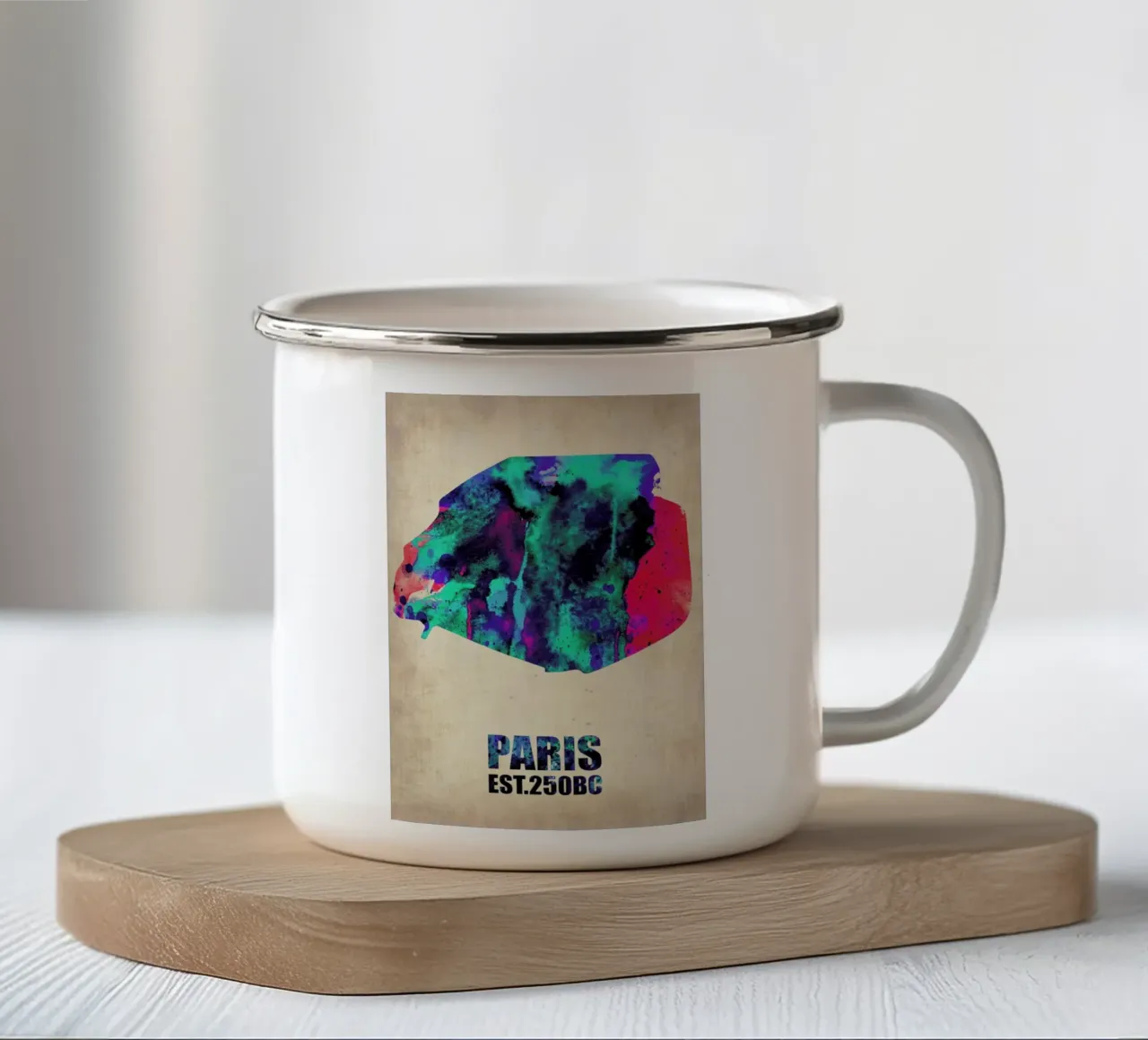 Paris Watercolor Map tazza in smalto da Naxart