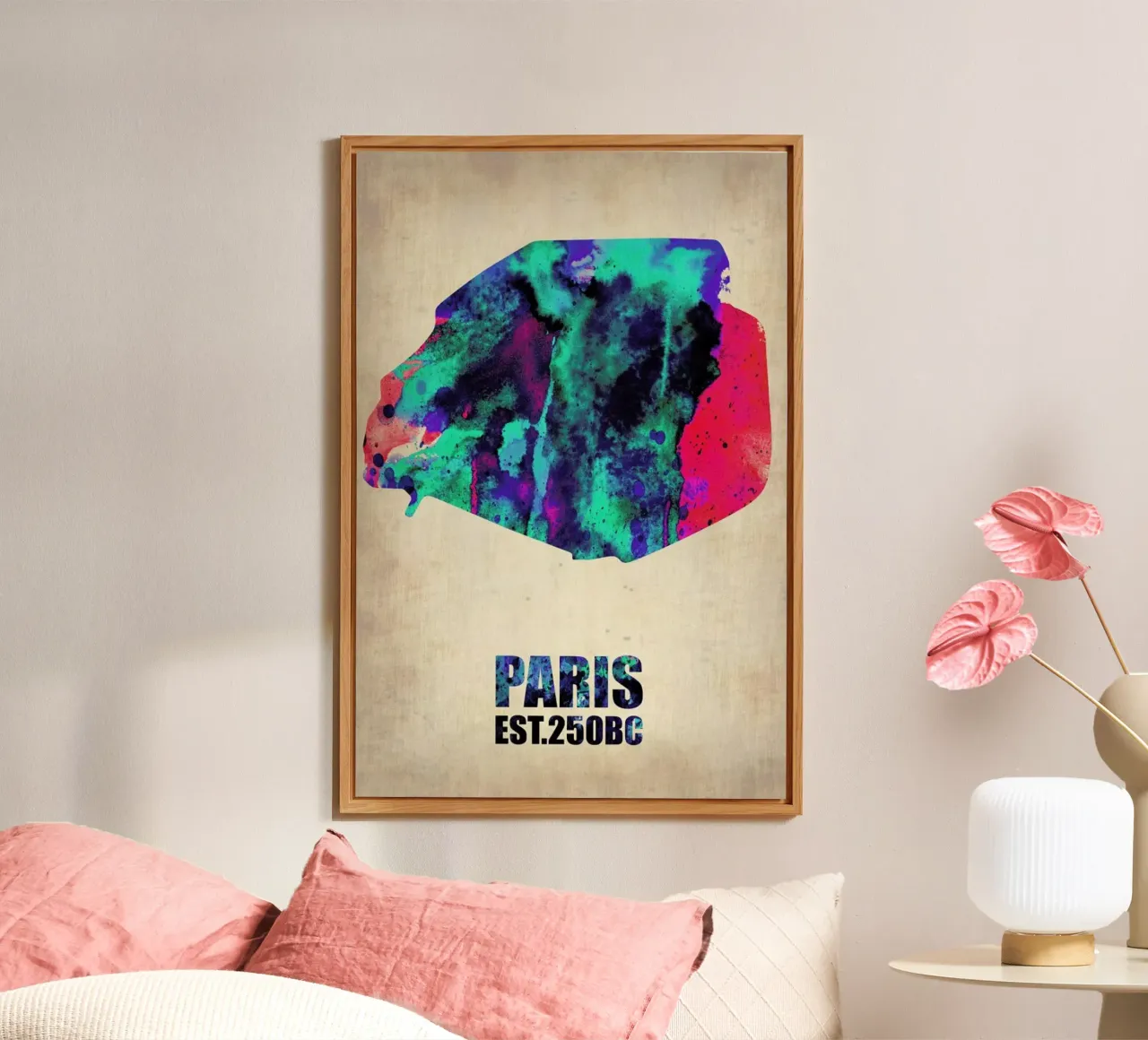 Paris Watercolor Map alluminio dibond da Naxart