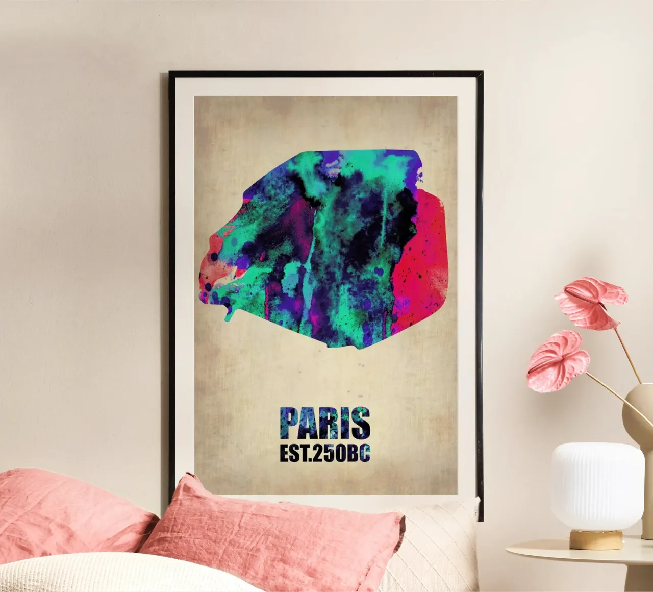 Paris Watercolor Map carta hahnemühle da Naxart
