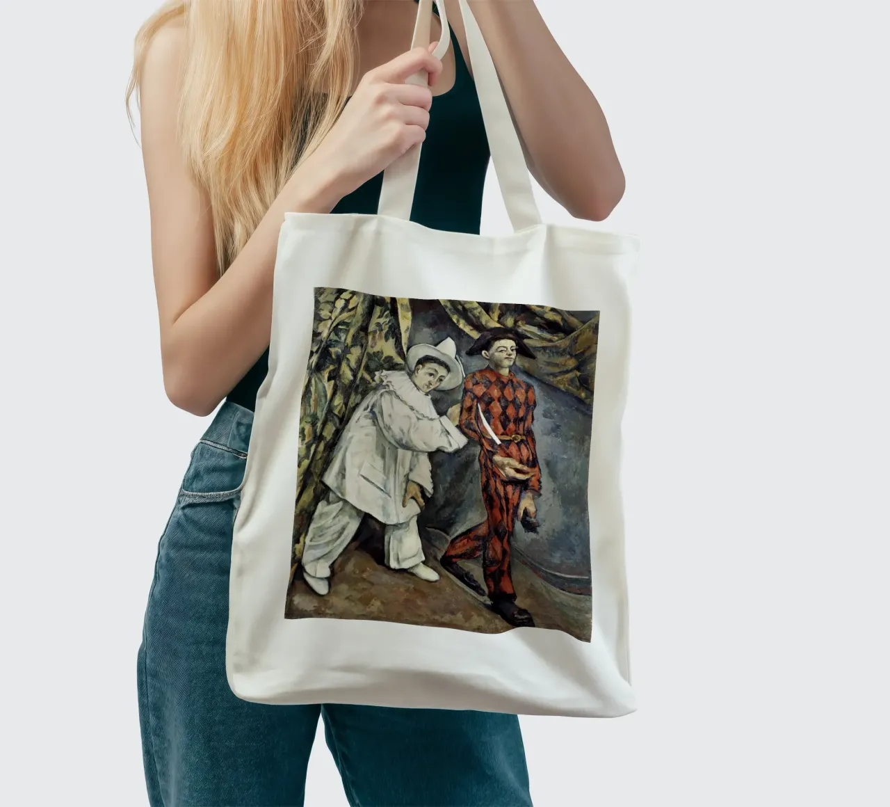 Paul Cézanne - Pierrot e Arlecchino borsa in juta da ARTOTHEK