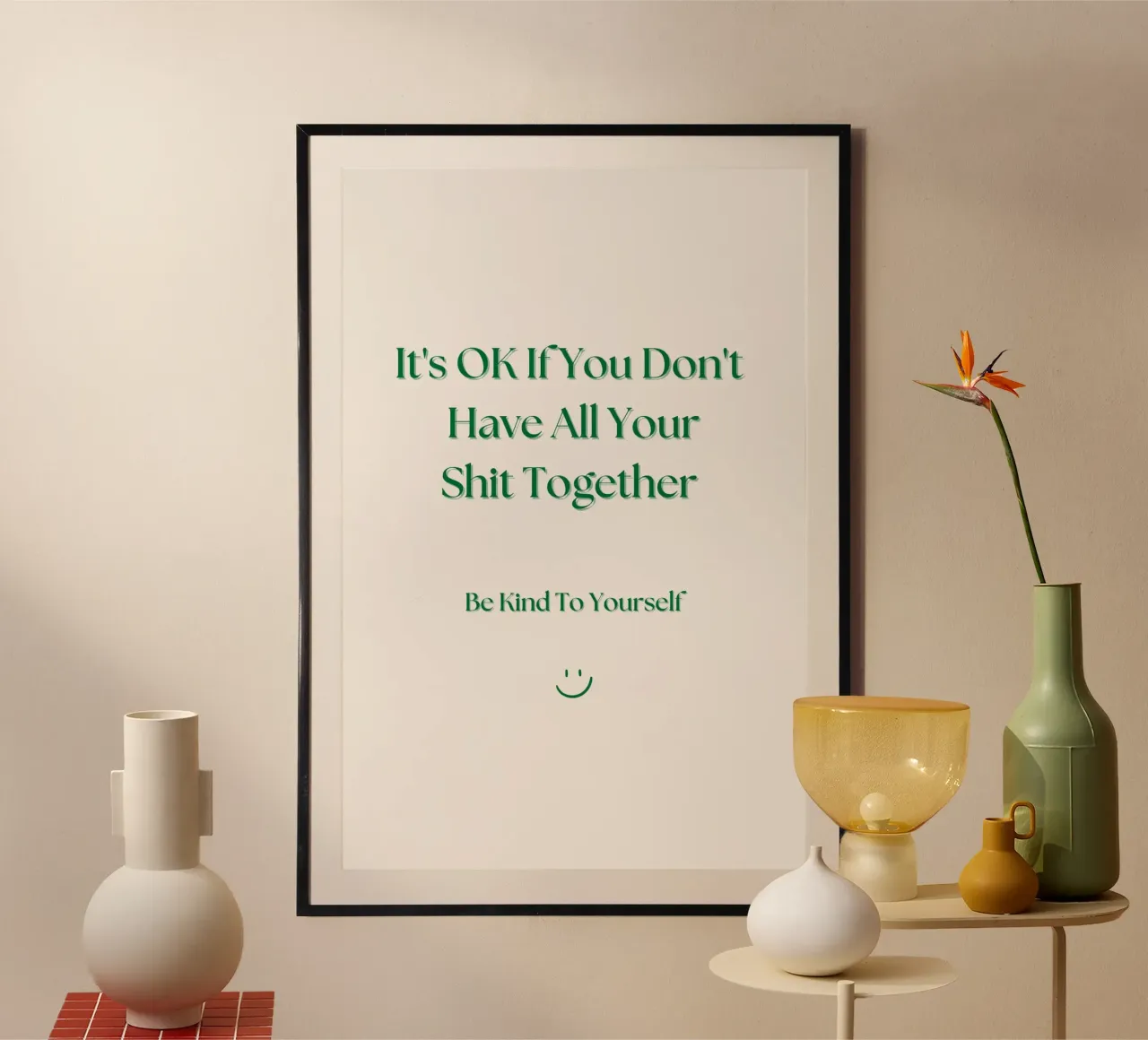 Typography Inspirational Quote Print poster con marco de madera de KOKRPrints