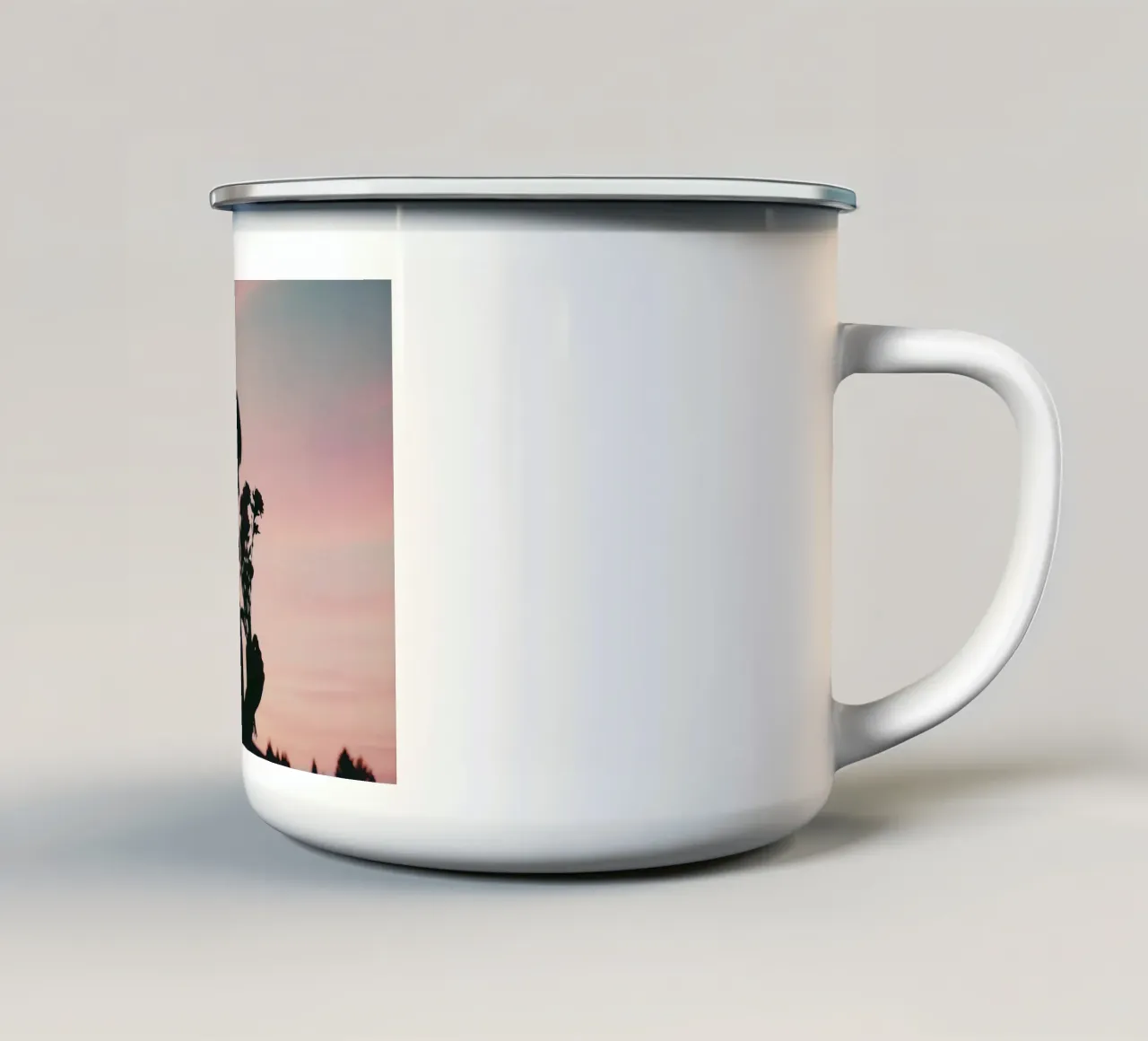 silhouette di una ragazza che annusa un mazzo di fiori tazza in smalto da serinae