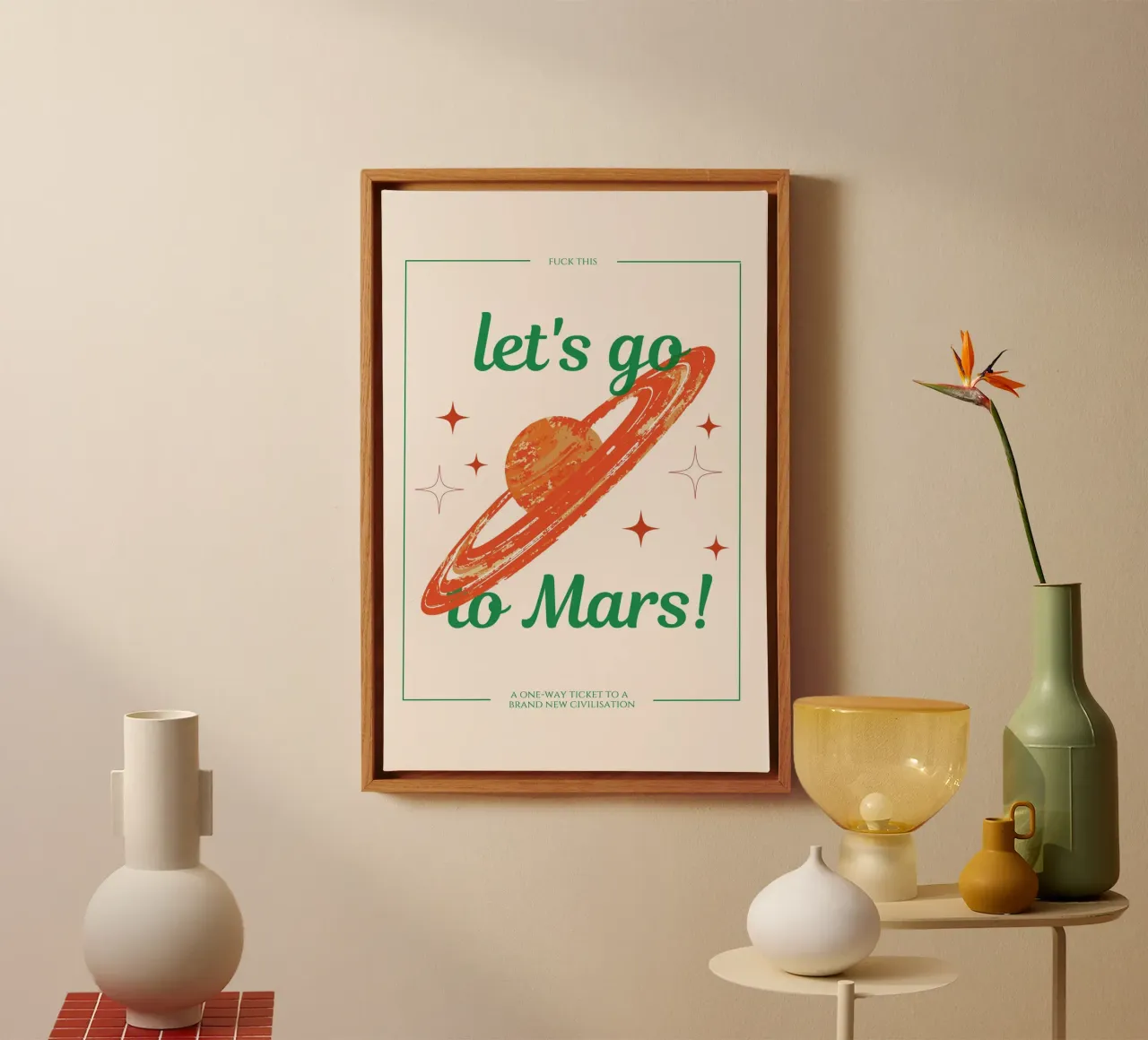 Let's go to Mars Print canvas with Floater frame by KOKRPrints