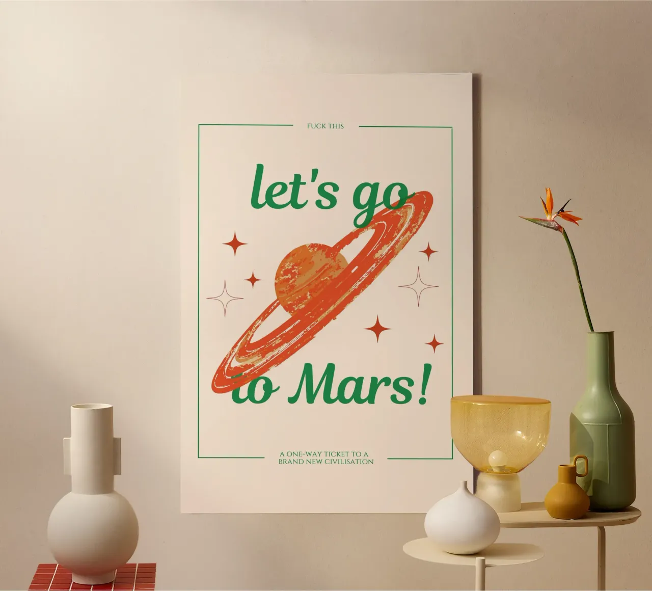 Let's go to Mars Print canvas with Floater frame by KOKRPrints