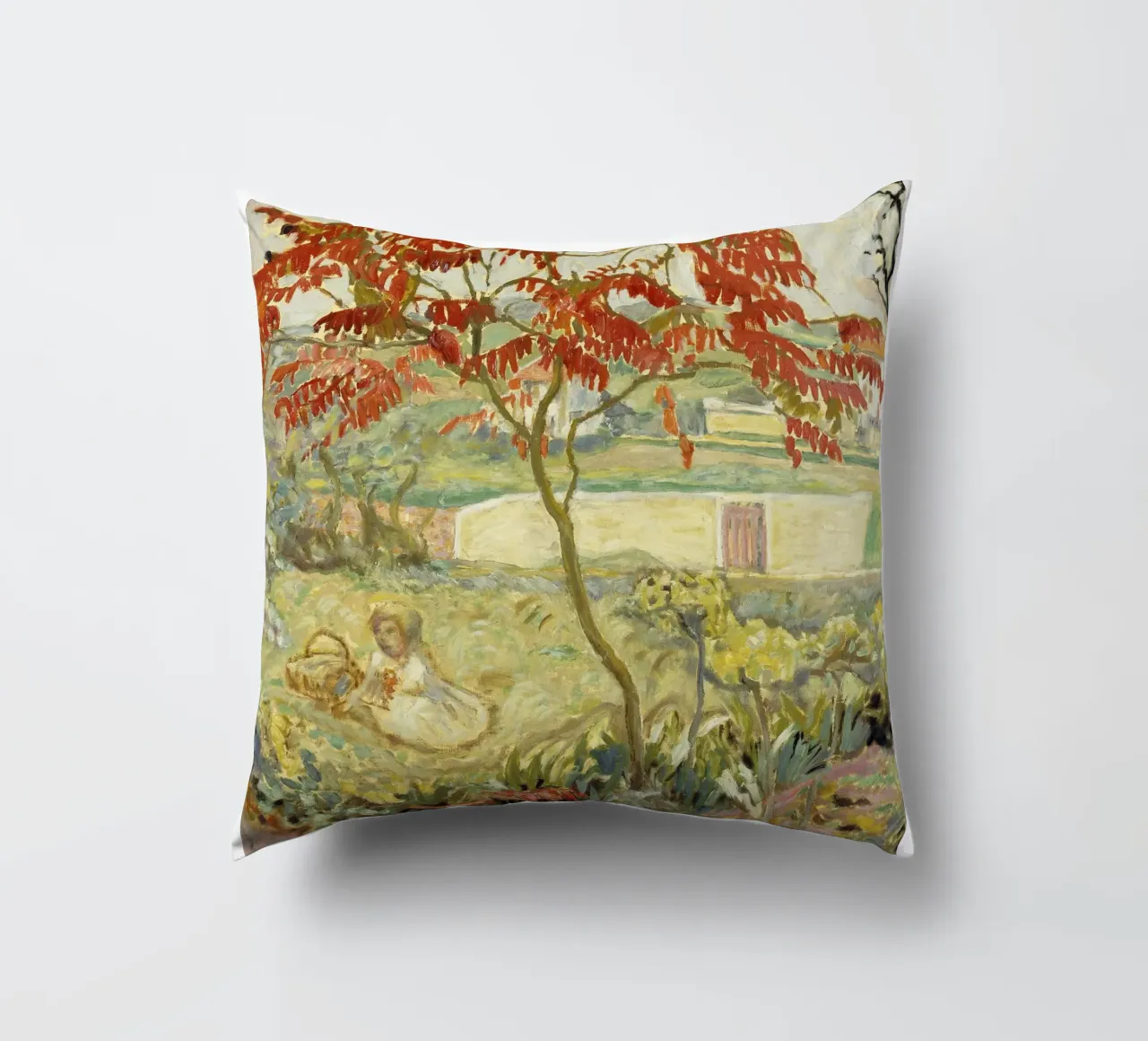 Pierre Bonnard - Il giardino e l'albero rosso cuscino da ARTOTHEK