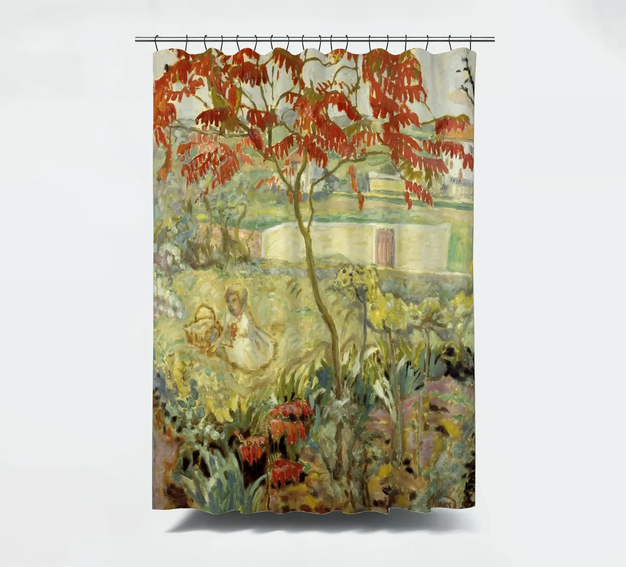 Pierre Bonnard - Il giardino e l'albero rosso tenda da doccia da ARTOTHEK