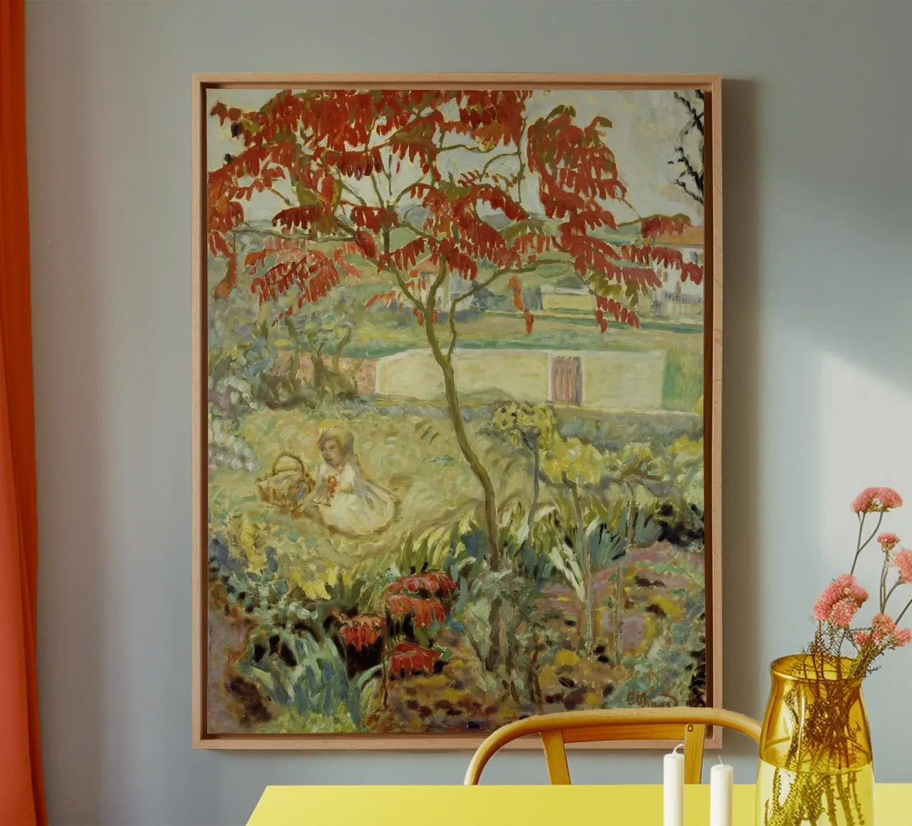 Pierre Bonnard - The Garden and the Red Tree canvas with Floater frame by ARTOTHEK