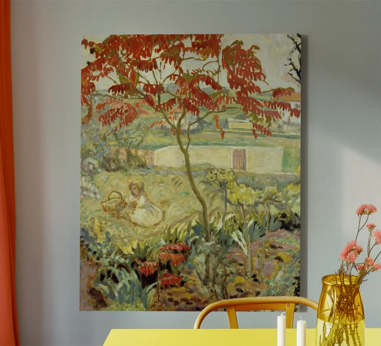 Pierre Bonnard - The Garden and the Red Tree canvas with Floater frame by ARTOTHEK