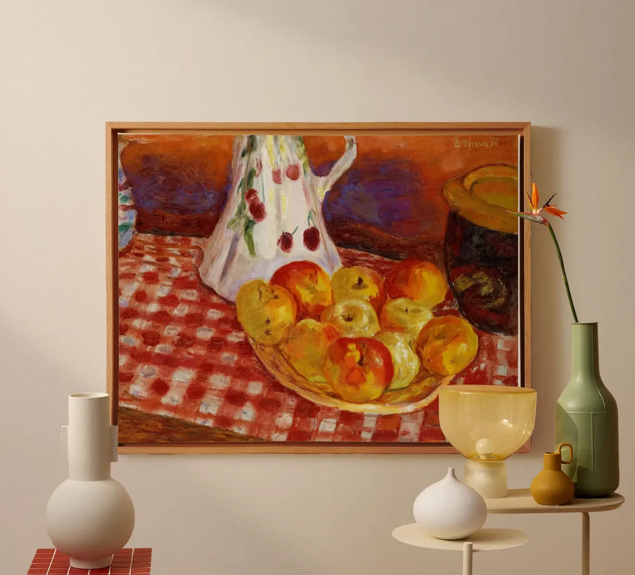 Pierre Bonnard - Red and yellow apples canvas with Floater frame by ARTOTHEK