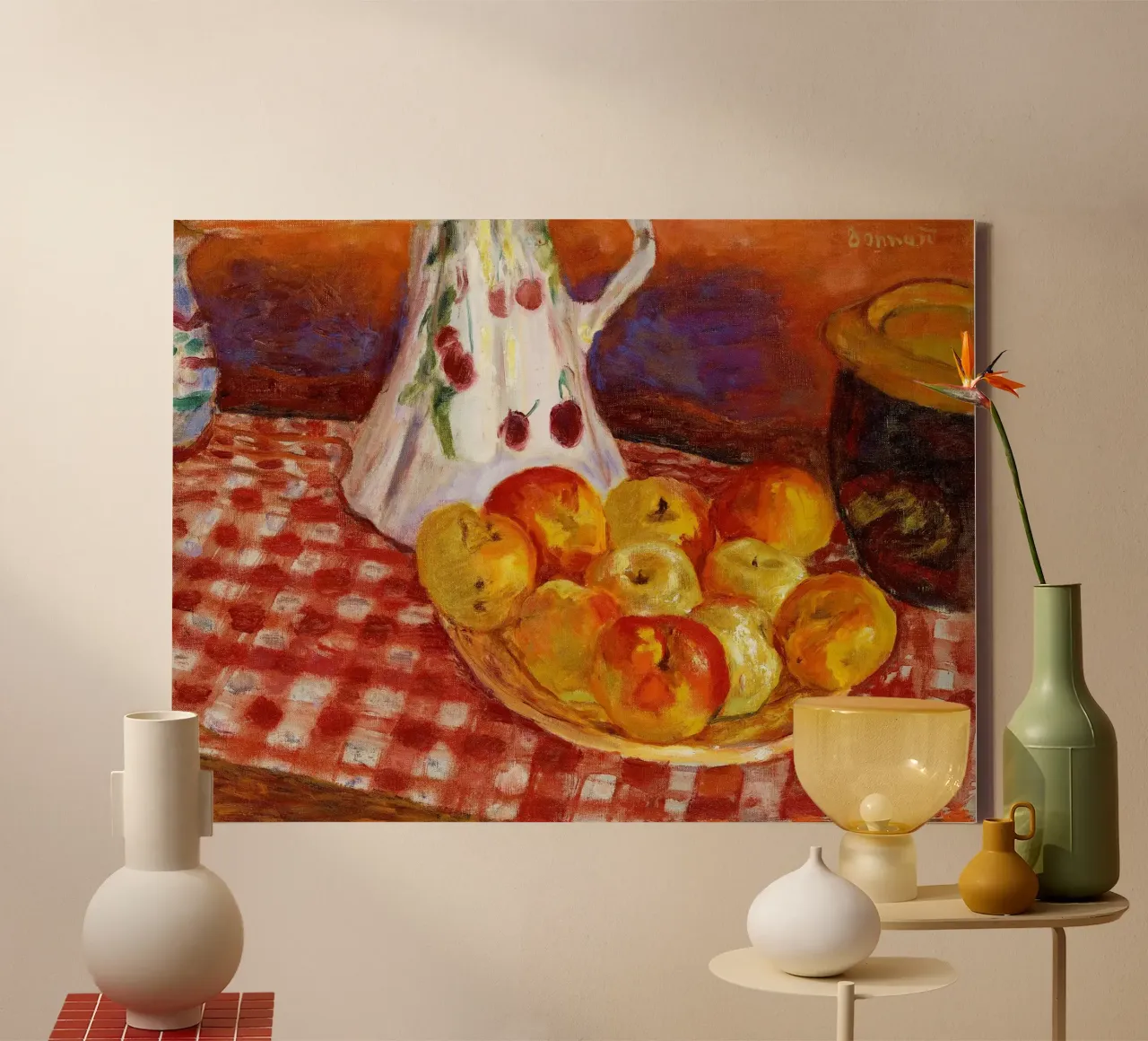 Pierre Bonnard - Red and yellow apples canvas with Floater frame by ARTOTHEK