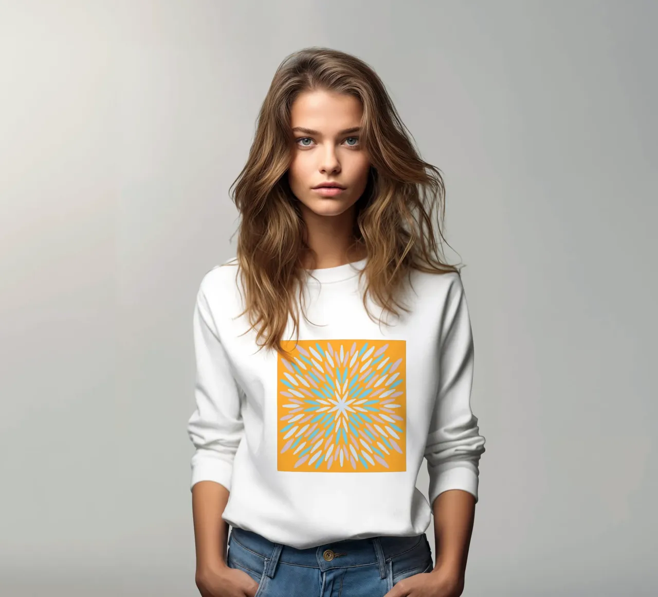 Petal burst - arancio, blu e beige felpa da Wackapacka