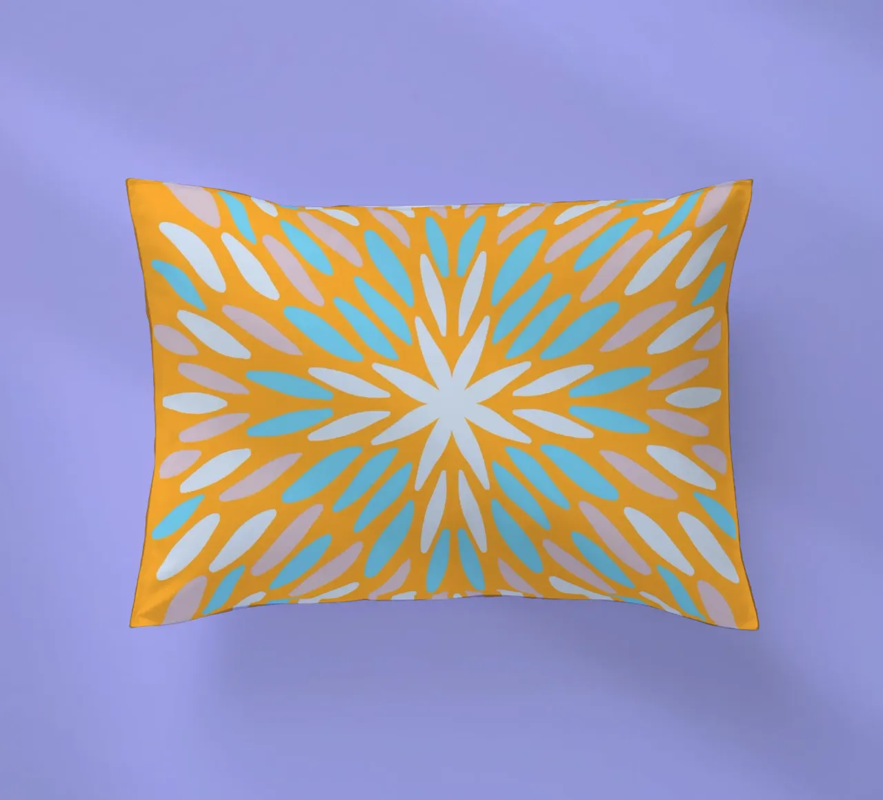 Petal burst - arancio, blu e beige cuscino da Wackapacka