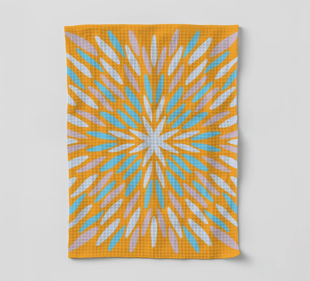 Petal burst - arancio, blu e beige canovaccio da cucina da Wackapacka