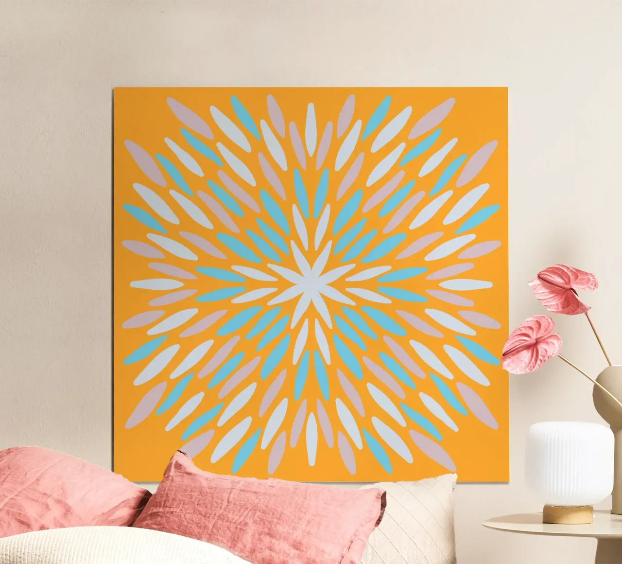 Petal burst - arancio, blu e beige carta hahnemühle da Wackapacka