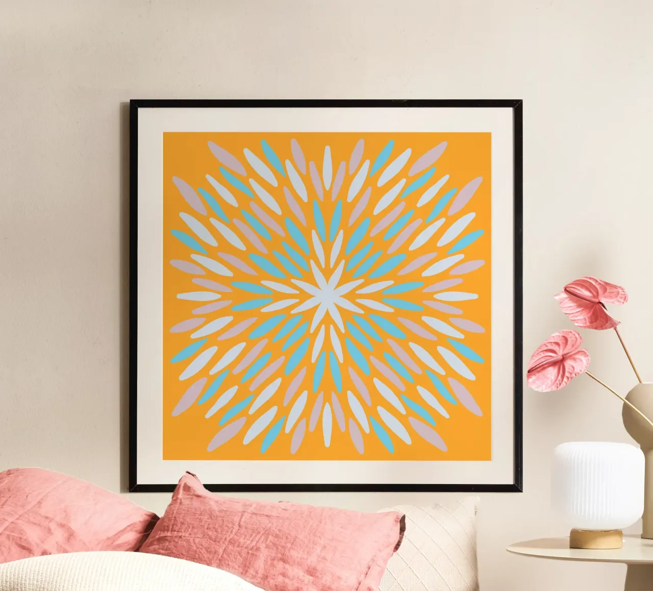 Petal burst - arancio, blu e beige carta hahnemühle da Wackapacka