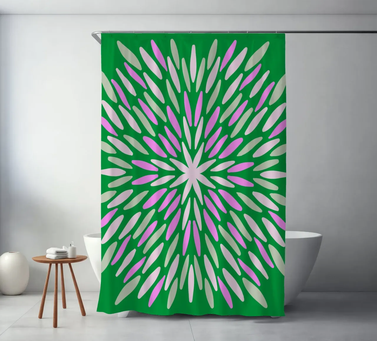 Petal burst - verde, rosa e beige tenda da doccia da Wackapacka