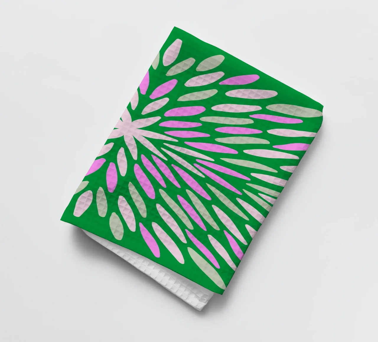 Petal burst - verde, rosa e beige canovaccio da cucina da Wackapacka