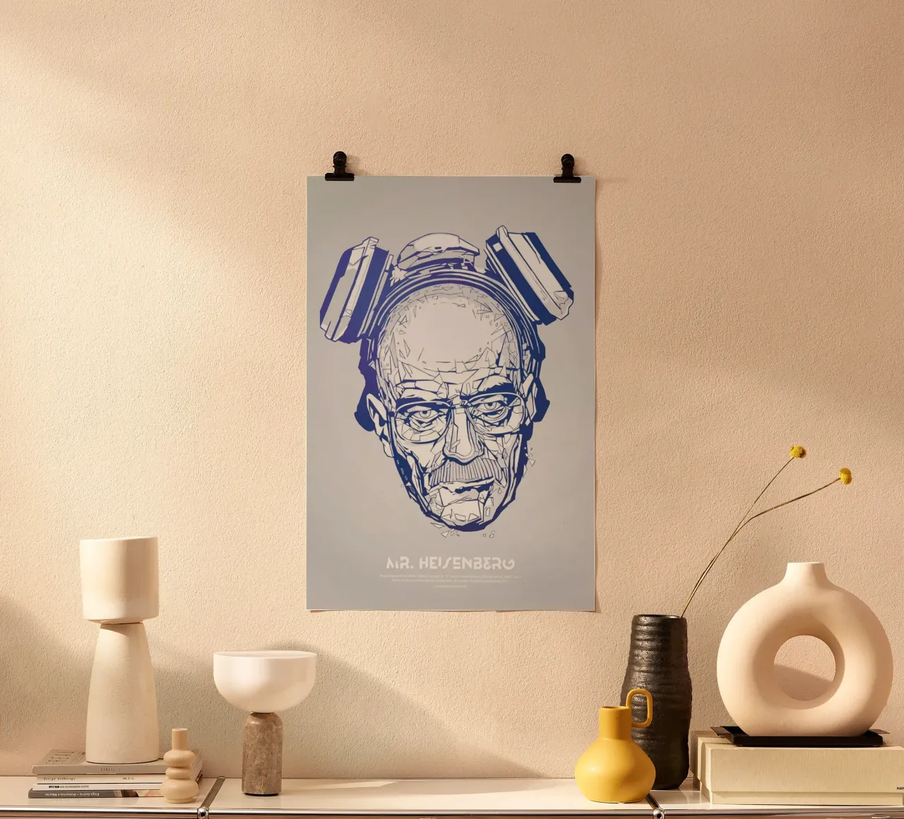 Mr Heisenberg poster con telaio in alluminio da Tomasz Zawistowski