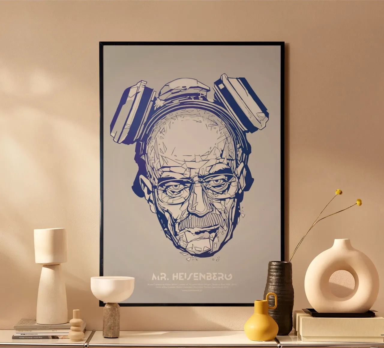 Mr Heisenberg poster con telaio in alluminio da Tomasz Zawistowski