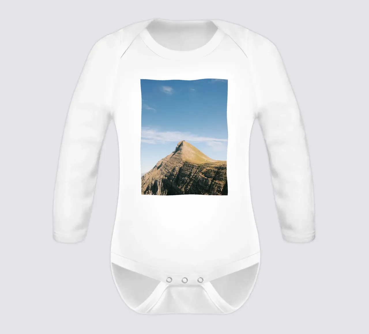 The Lone Summit long-sleeve baby romper by FujiSwiss