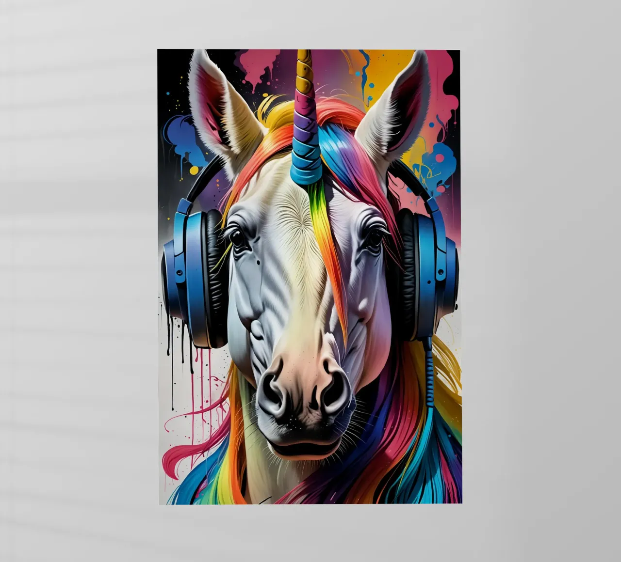 Unicorn in headphones backlit film by MakArena