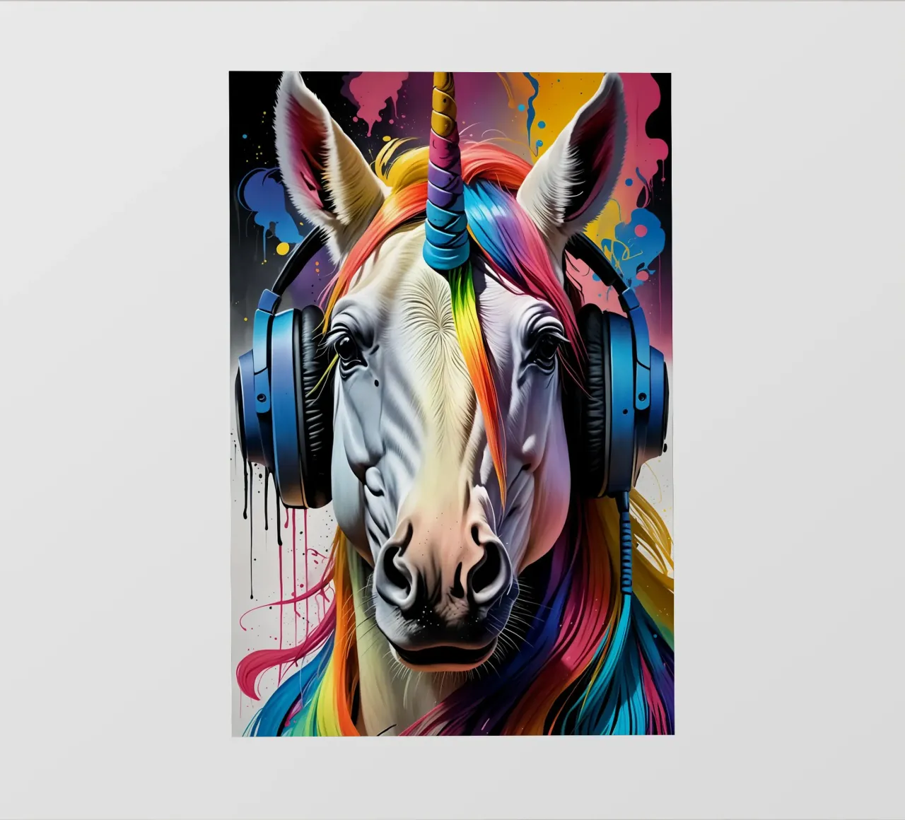 Unicorn in headphones backlit film by MakArena