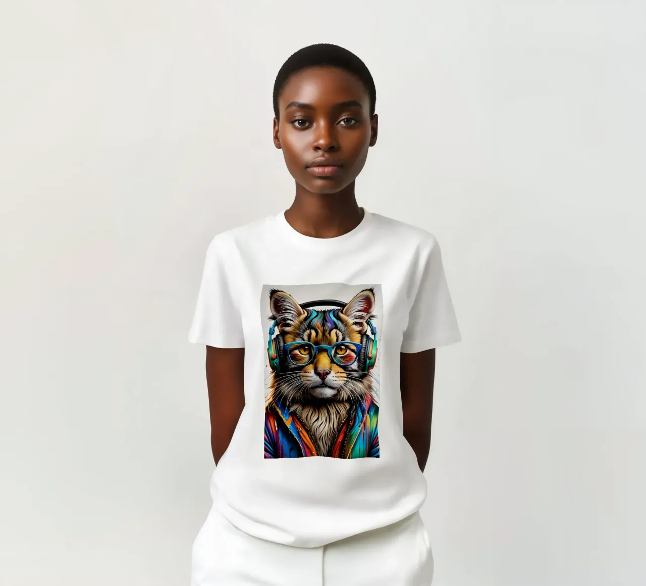 Gatto Manul con cuffie t-shirt da MakArena