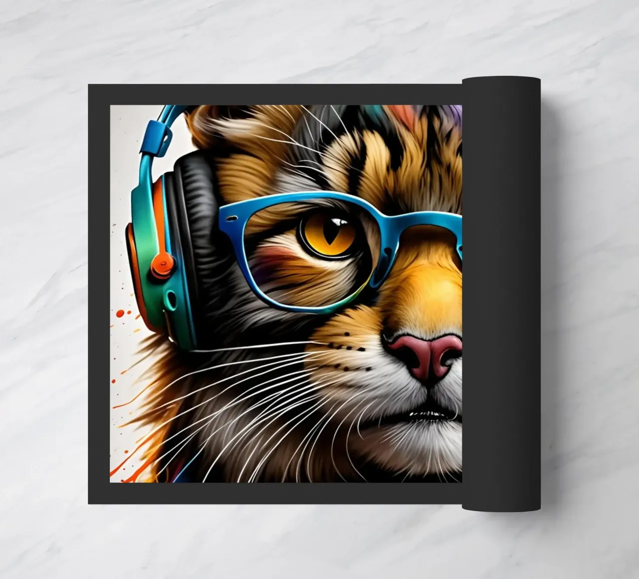 Gatto Manul con cuffie zerbino da MakArena