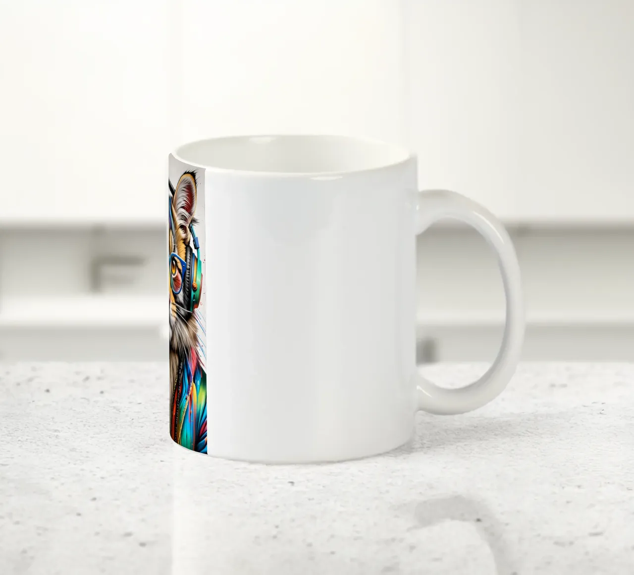 Gatto Manul con cuffie tazza in ceramica da MakArena