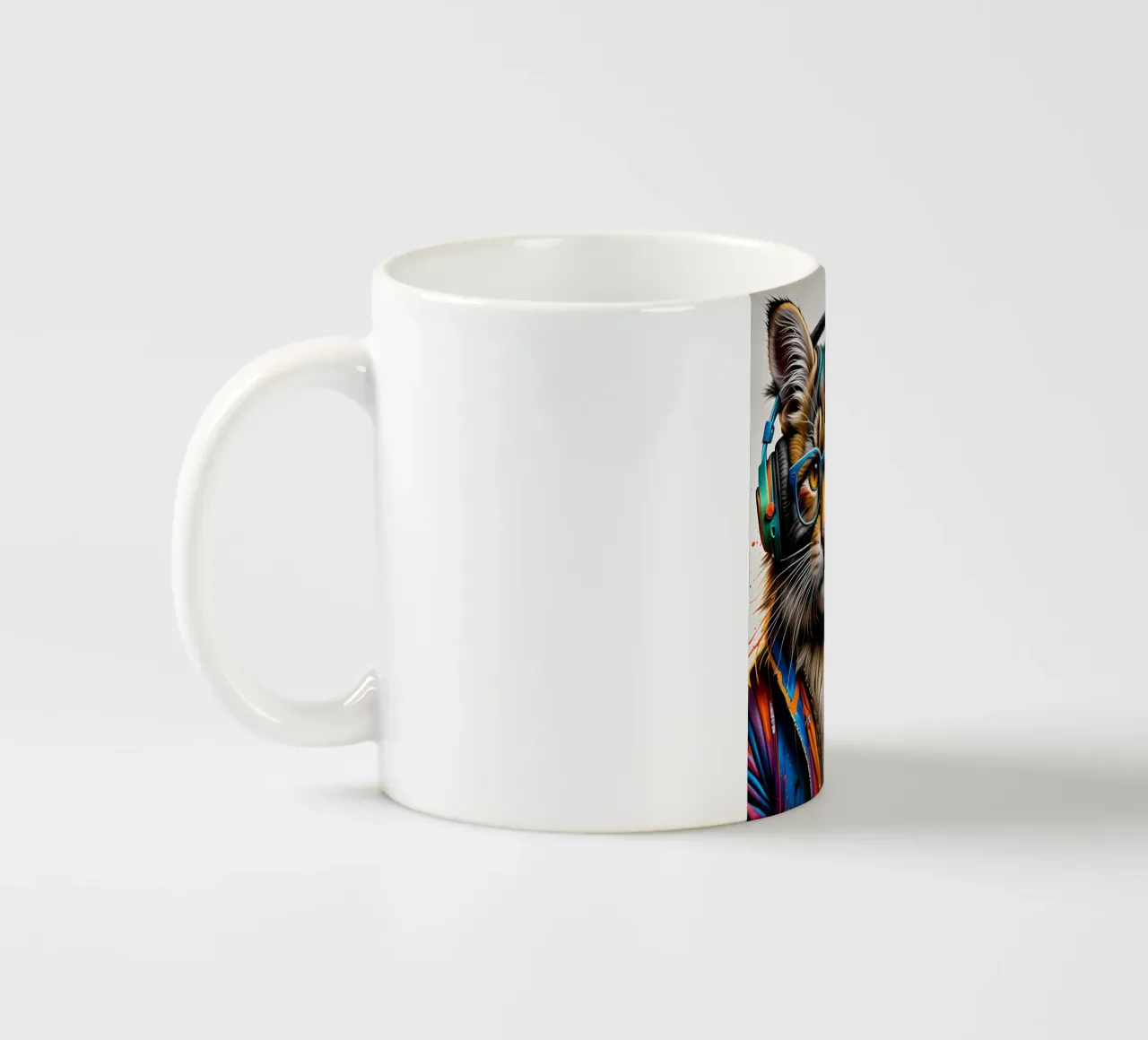 Gatto Manul con cuffie tazza in ceramica da MakArena