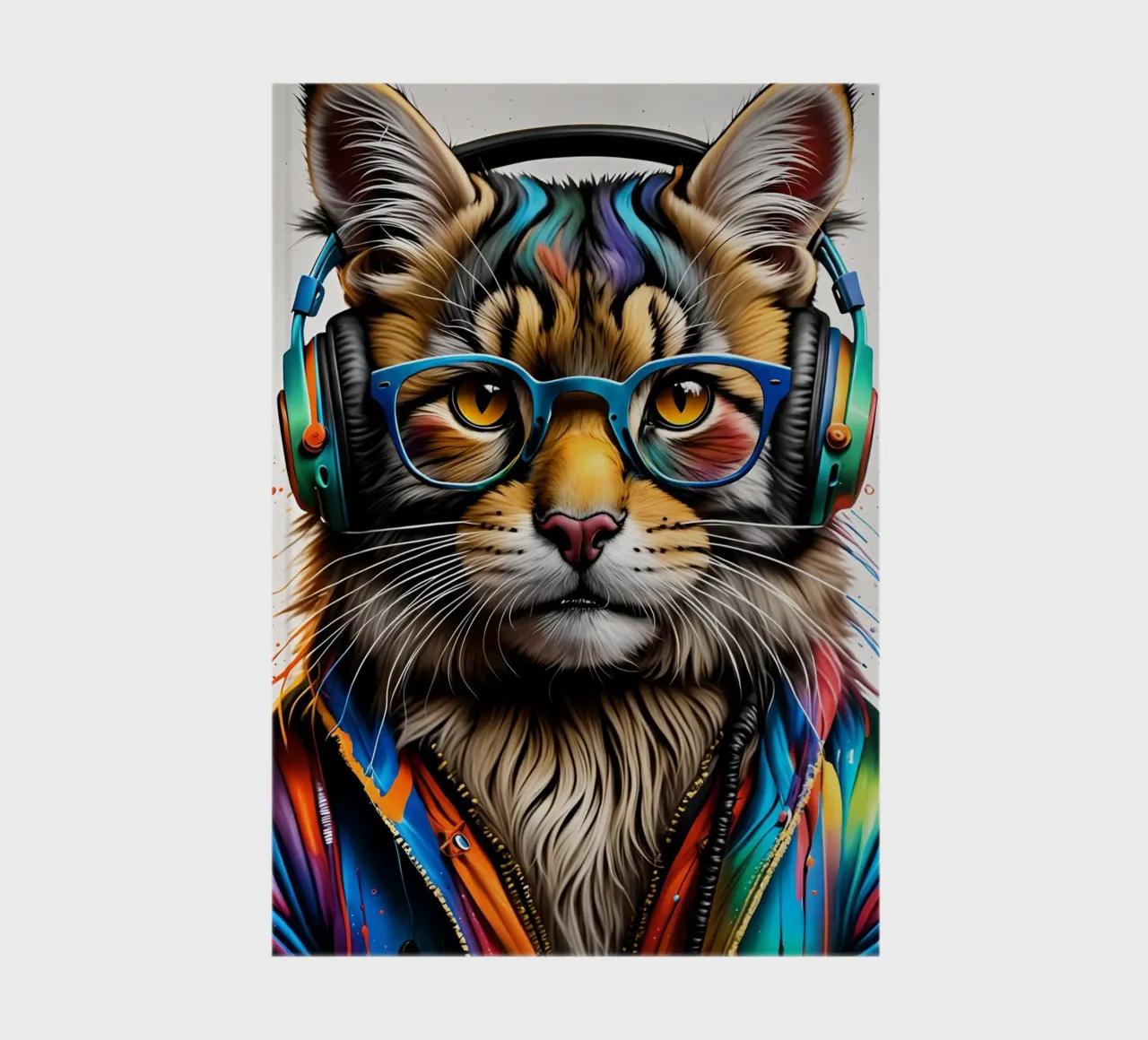 Manul cat with headphones notebook by MakArena