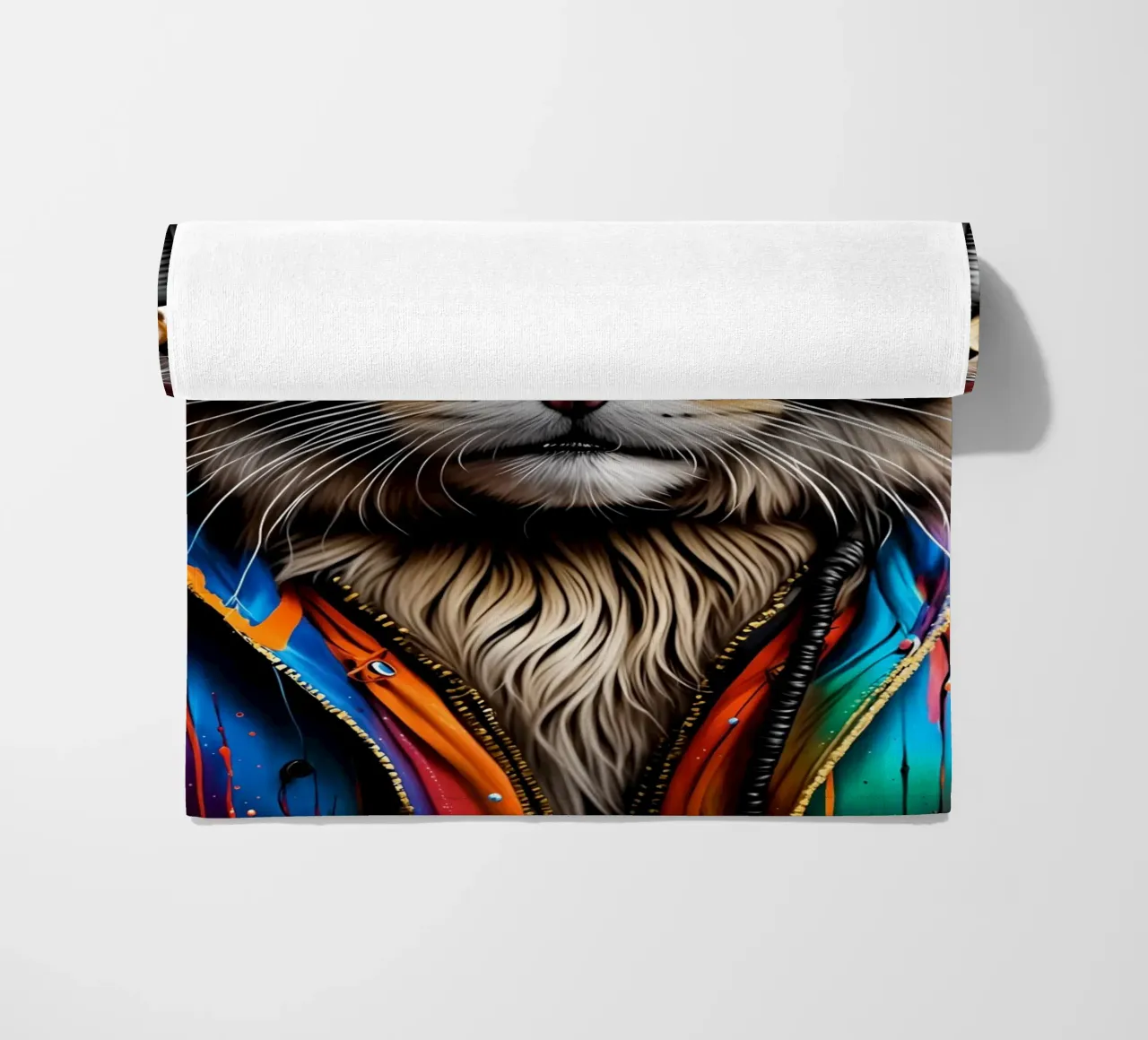 Gatto Manul con cuffie telo mare da MakArena